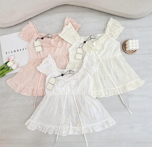 Embroider Cotton Peplum Tops